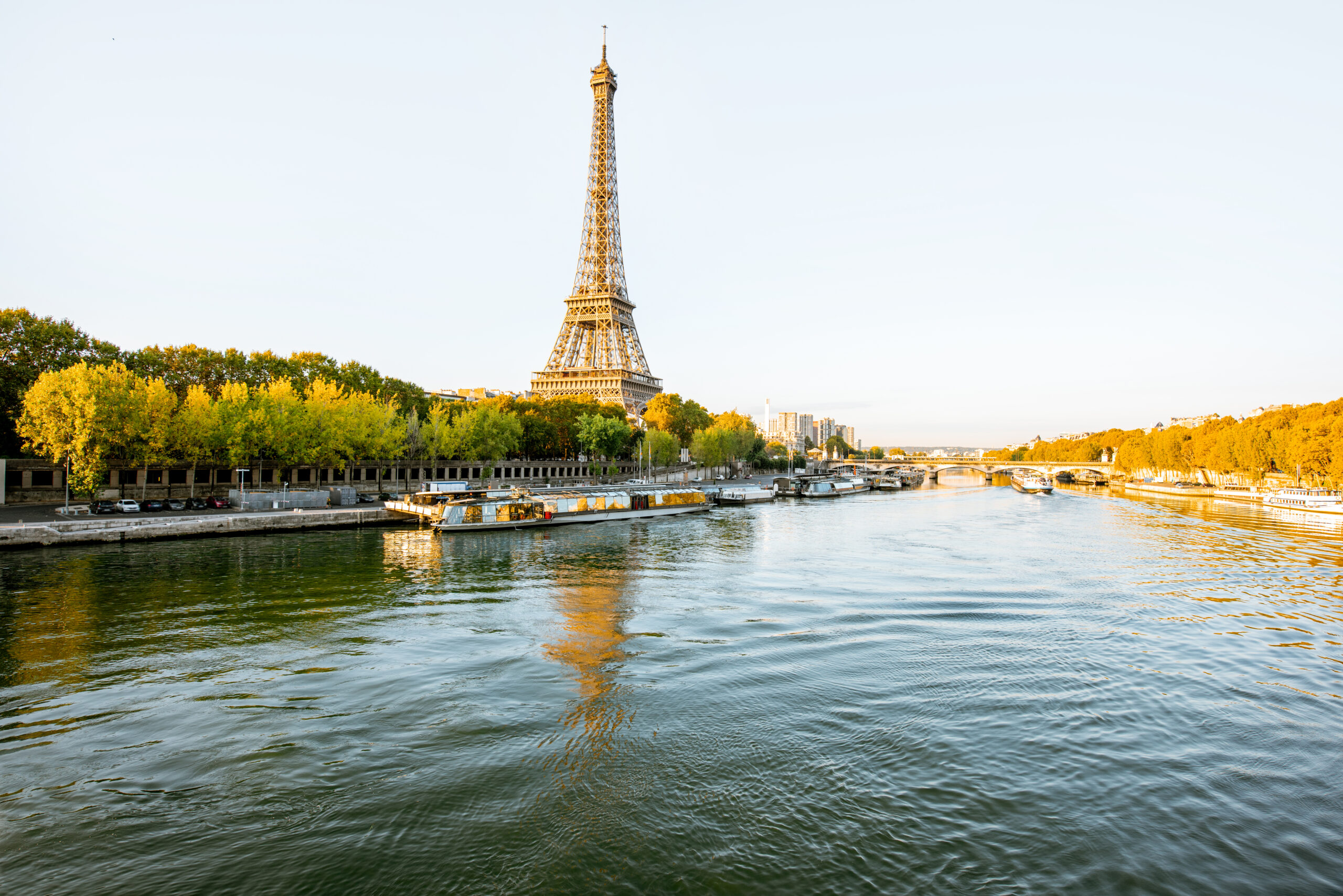 Eiffel tower on Seine river in Paris